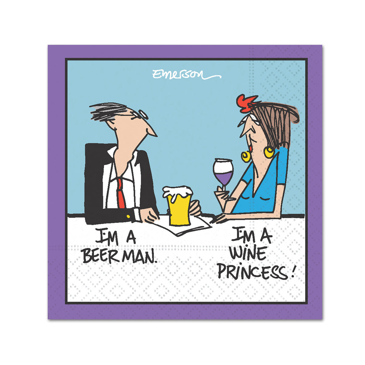 Beer Man - Wine Princess Funny Cocktail Napkins
