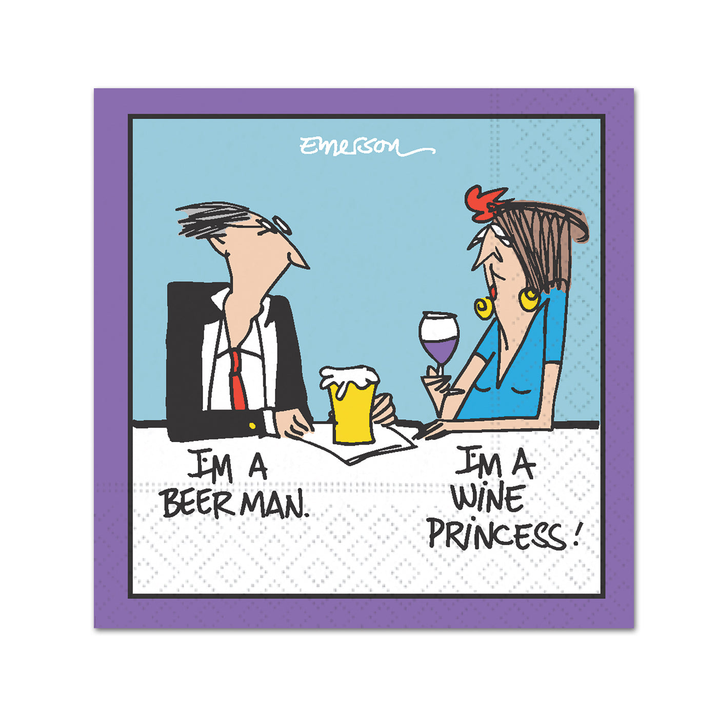 Beer Man - Wine Princess Funny Cocktail Napkins