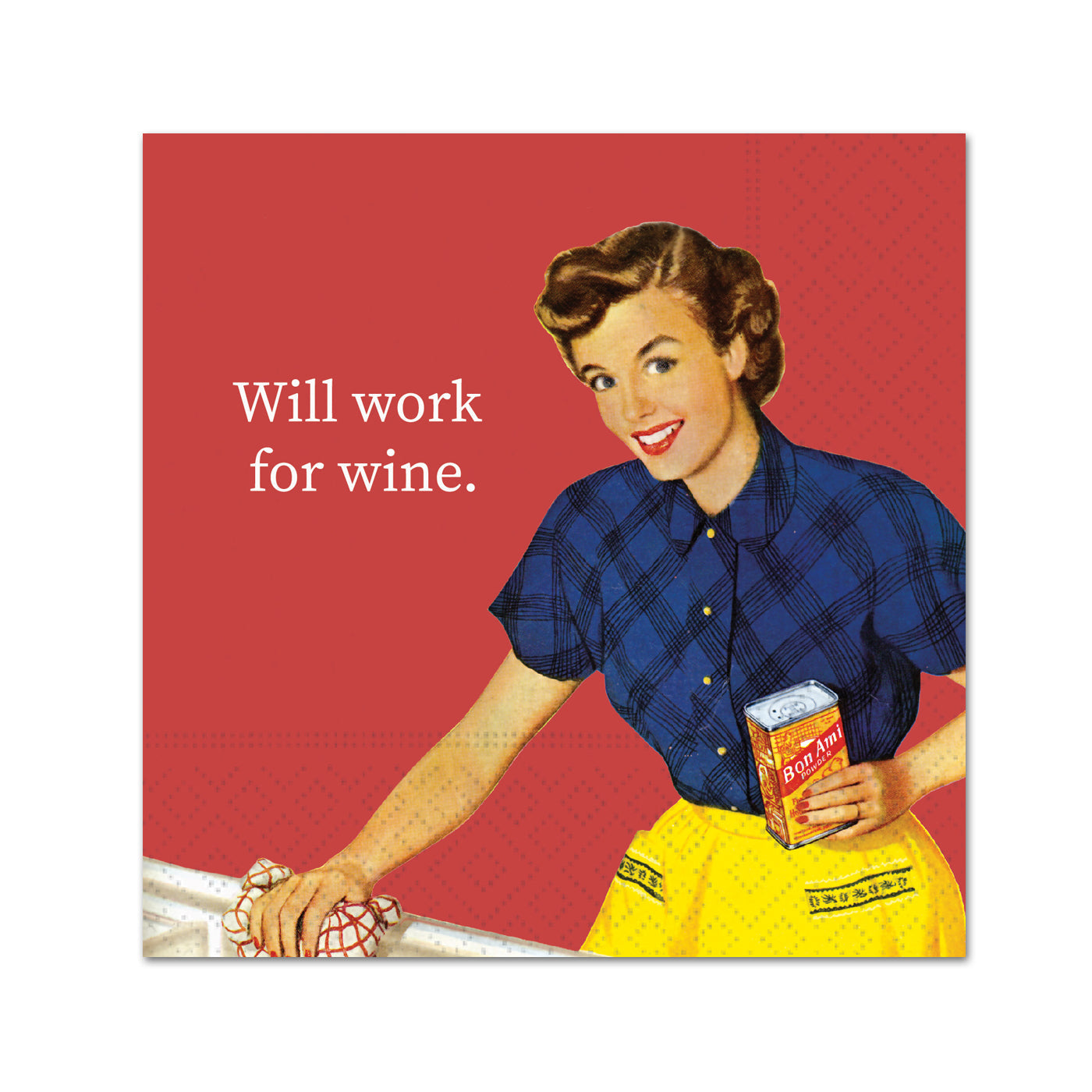 Will Work for Wine Funny Cocktail Napkins
