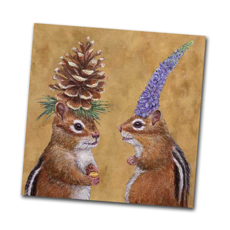 Chipmunk Courtship - Beverage Napkins by Vicki Sawyer