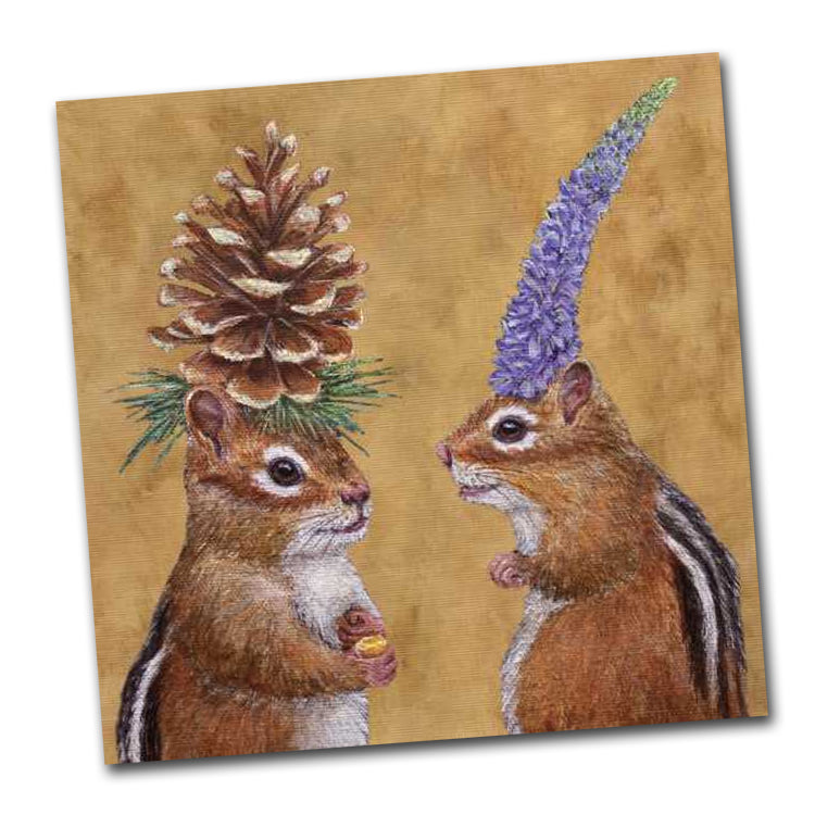 Chipmunk Courtship - Luncheon Napkins by Vicki Sawyer
