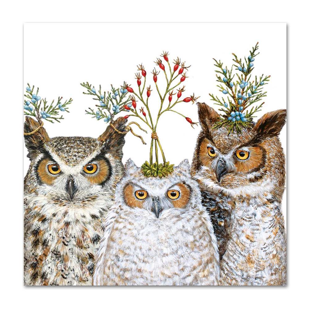 Holiday Hoot Owl Napkins - Luncheon