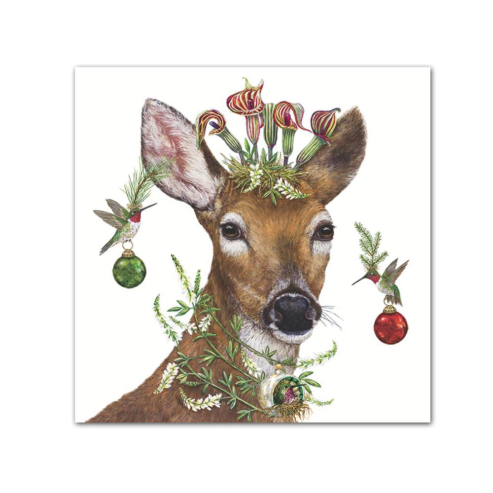 Christmas Deer Princess Beverage Napkins by Vicki Sawyer