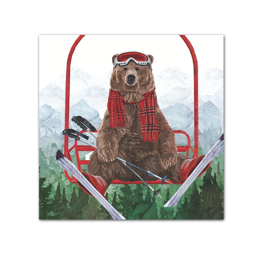 Ski Lift Bear Paper Beverage Napkins