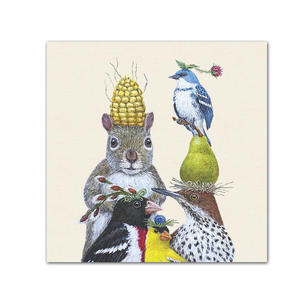 Party Under the Feeder Beverage Napkins by Vicki Sawyer