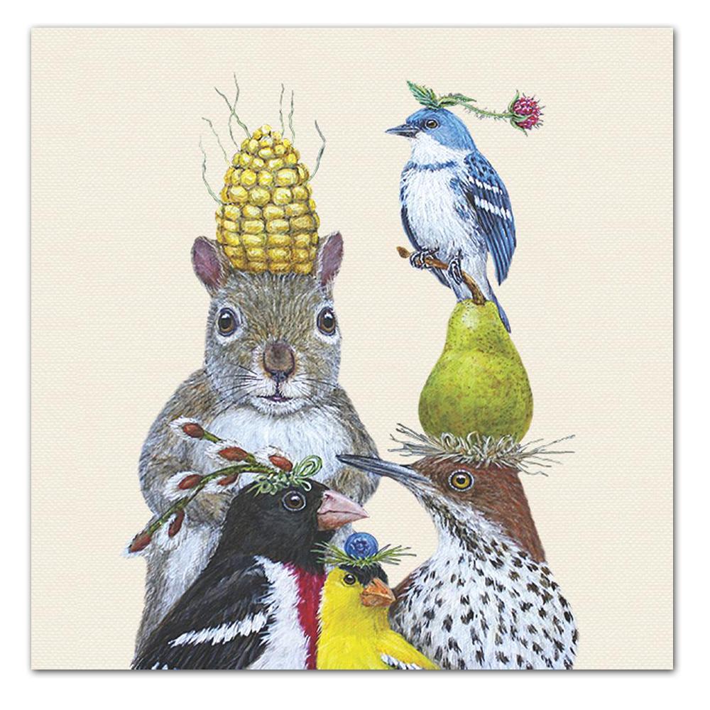 Party Under the Feeder Luncheon Napkins by Vicki Sawyer