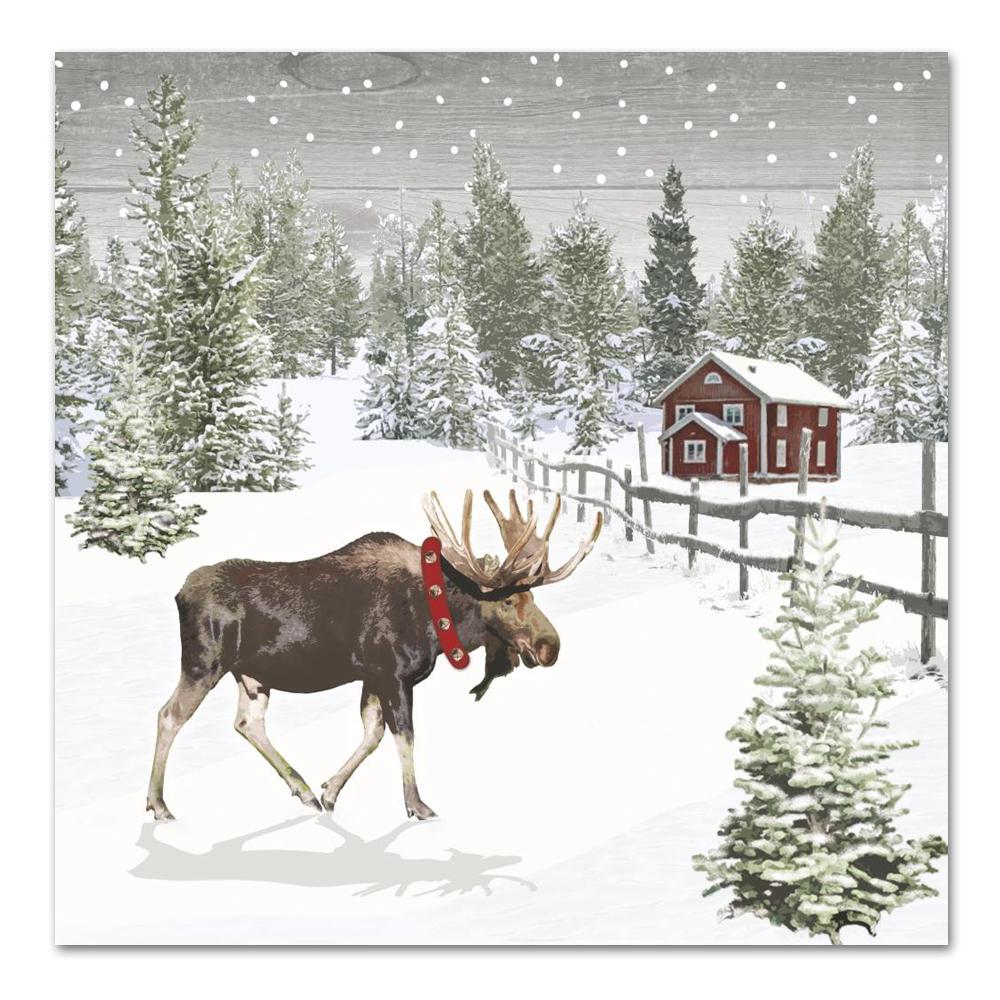 Wintry Homestead Moose Paper Luncheon Napkins