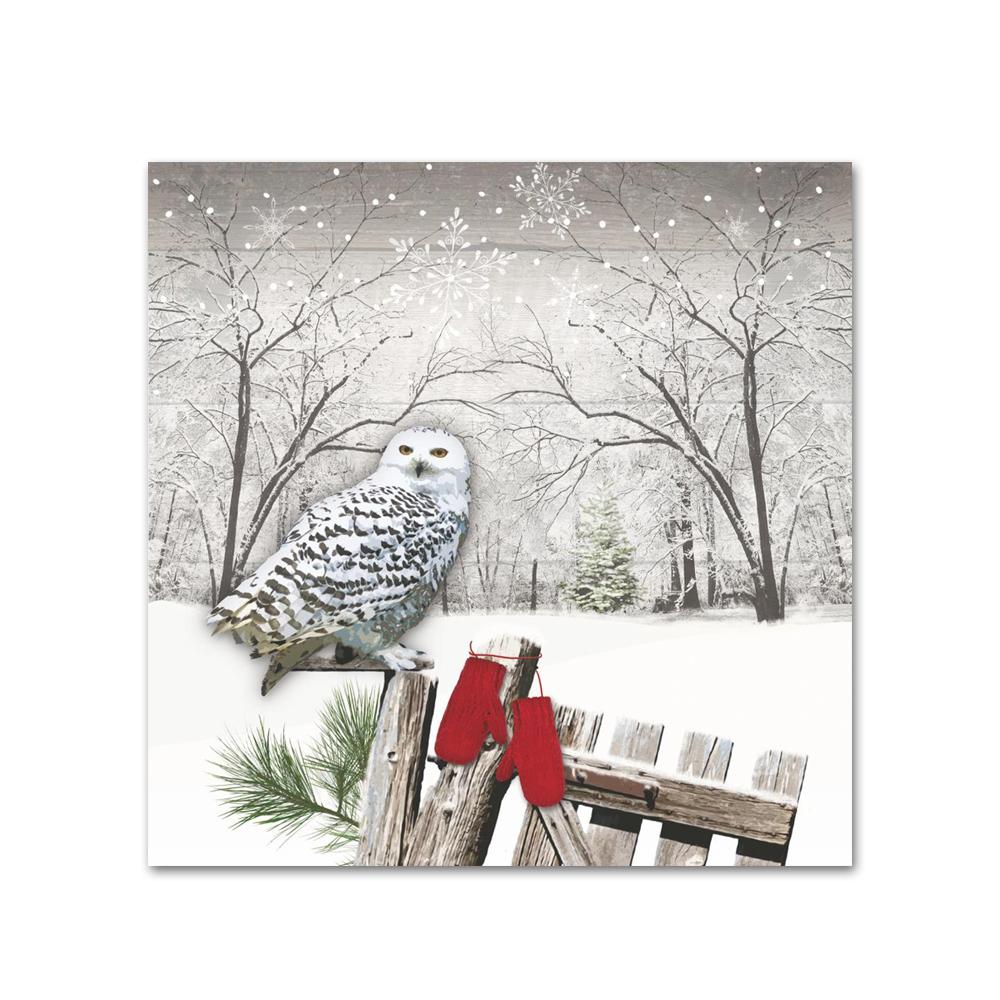 Wintry Homestead Owl Paper Beverage Napkins
