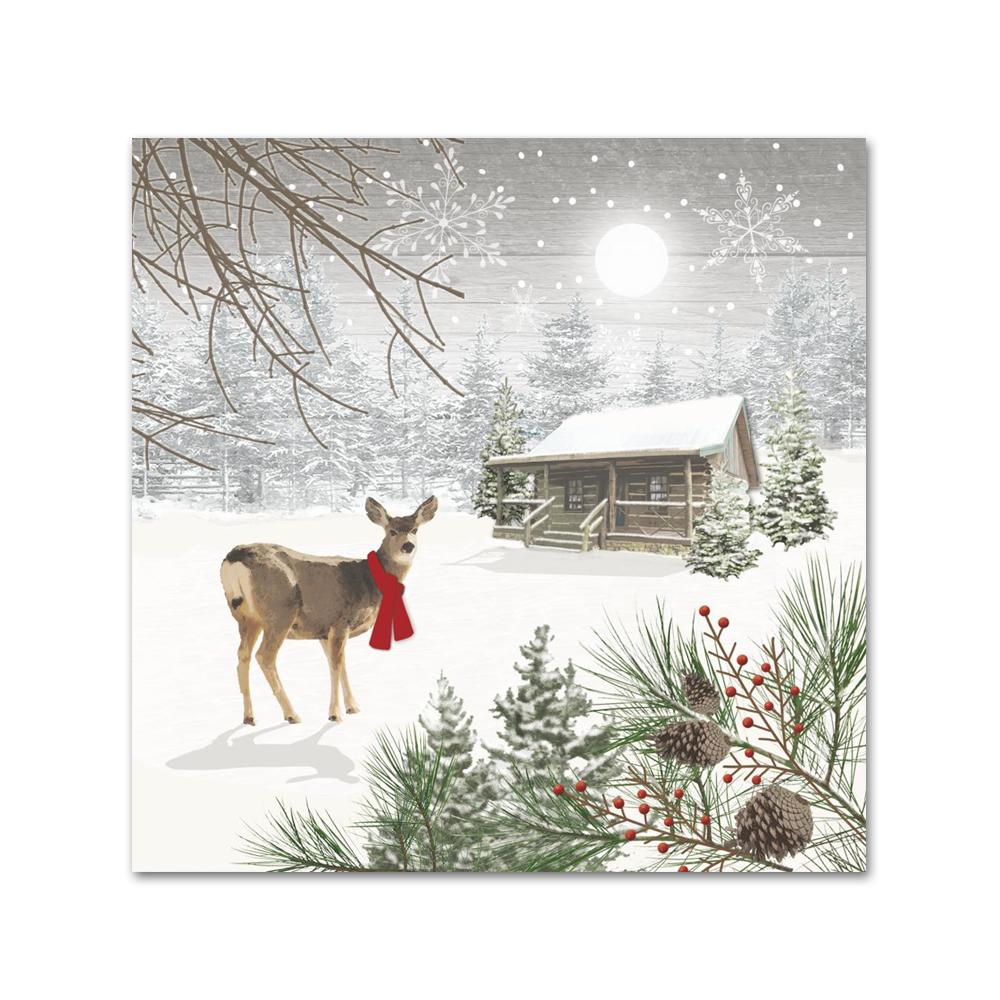 Wintry Homestead Deer Paper Beverage Napkins