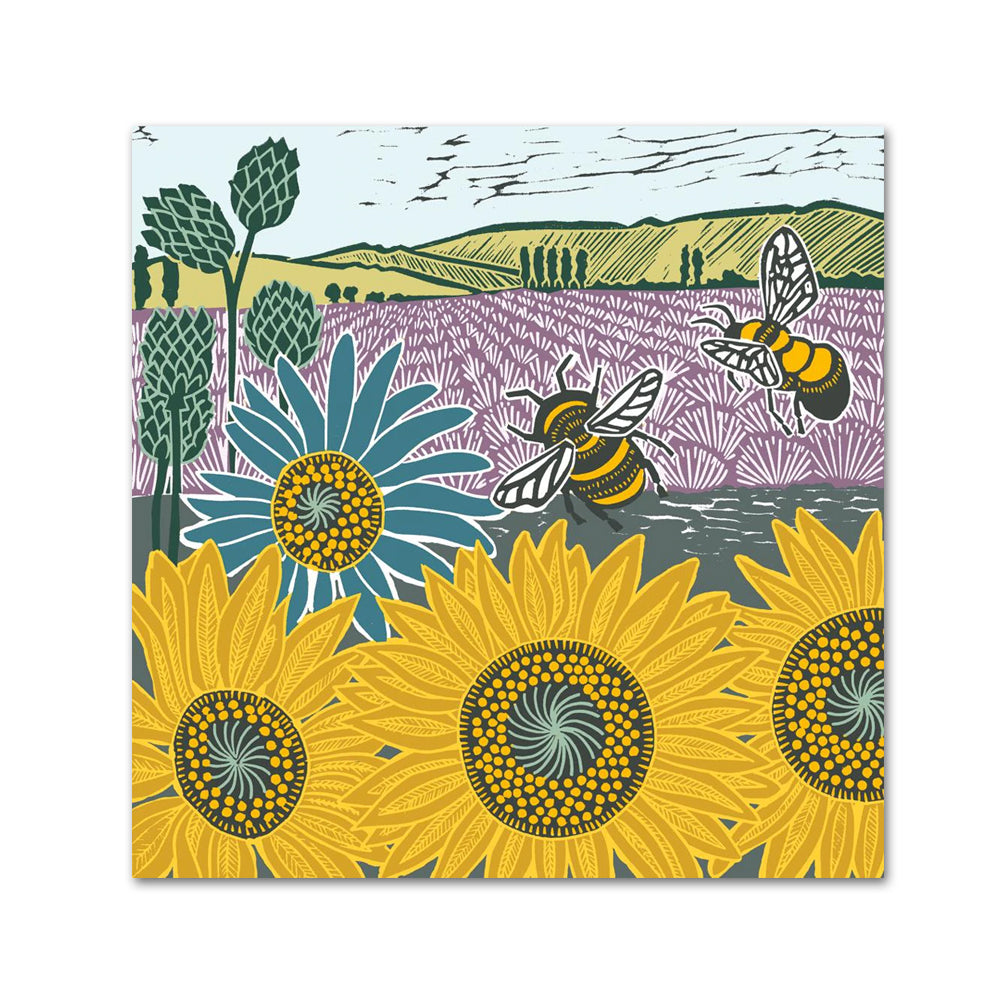 Lavender & Sunflower Fields Paper Beverage Napkins