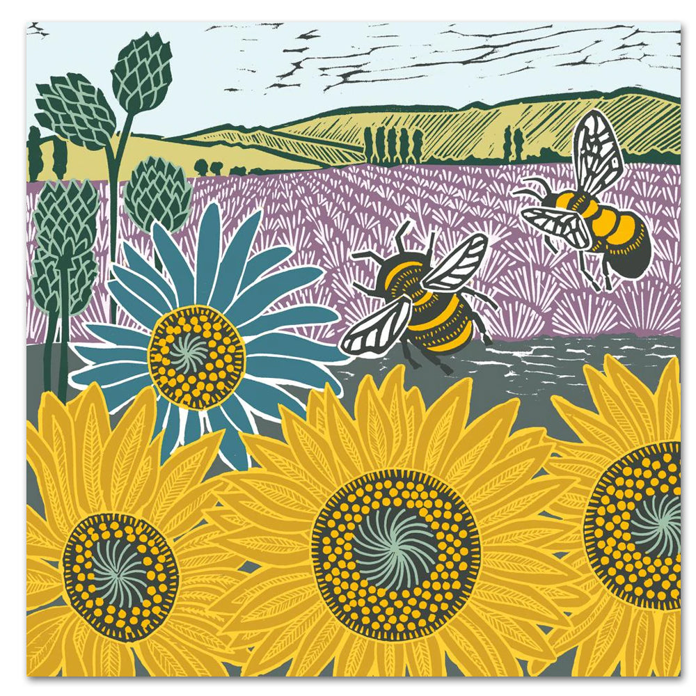 Lavender & Sunflower Fields Paper Luncheon Napkins