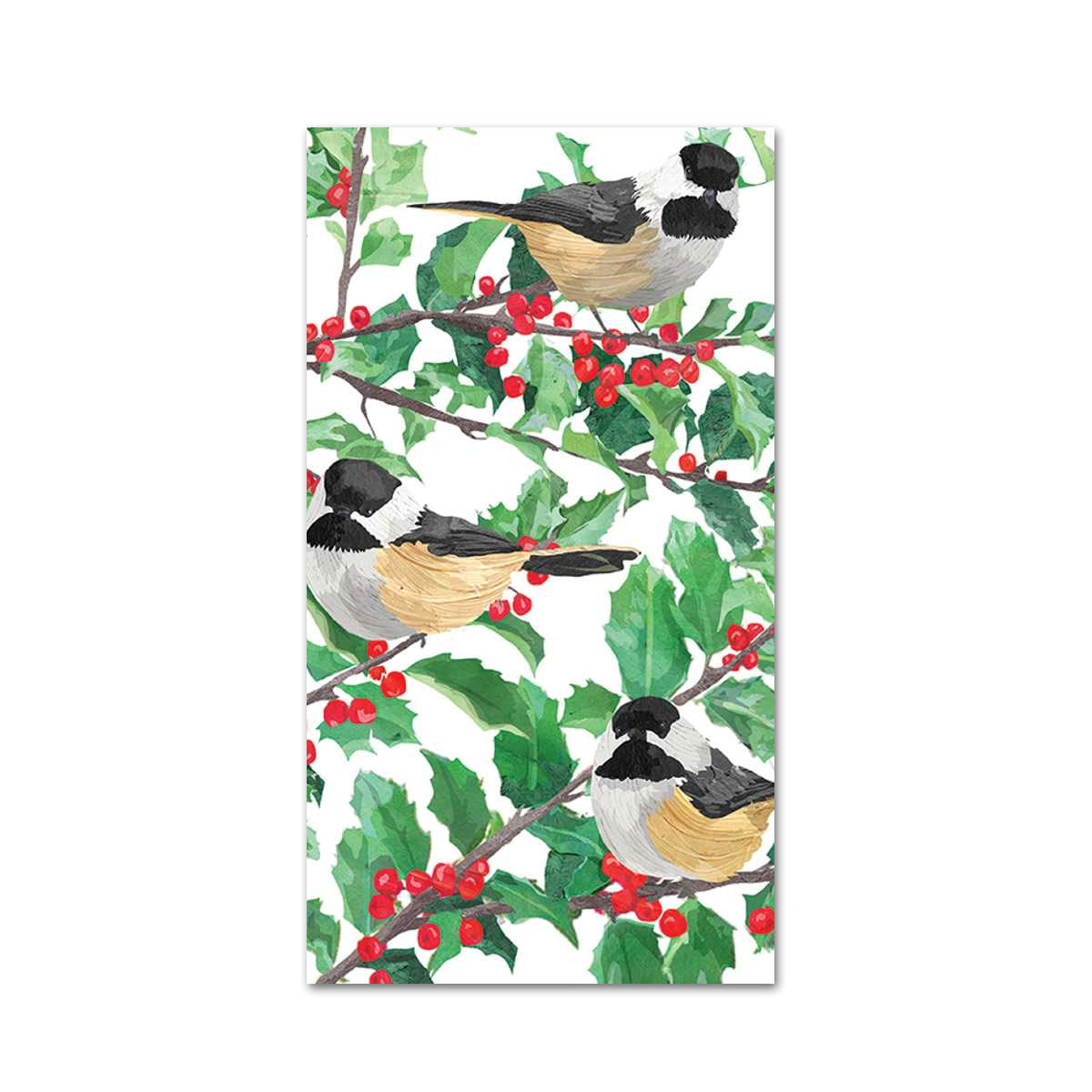Yuletide Chickadees Paper Guest Towels - Buffet Napkins