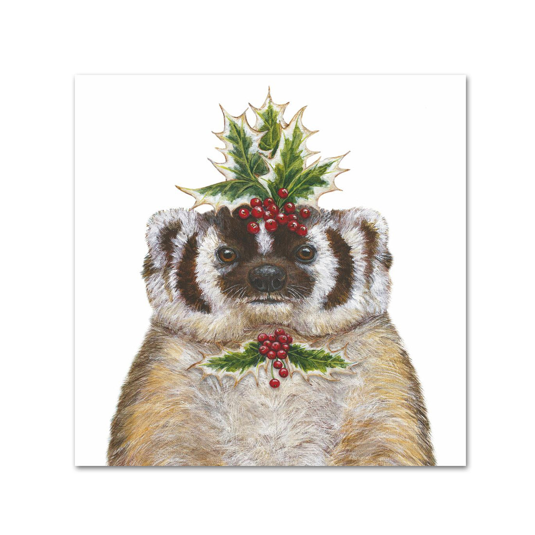 Sweet Pea the Badger Christmas Beverage Napkins by Vicki Sawyer
