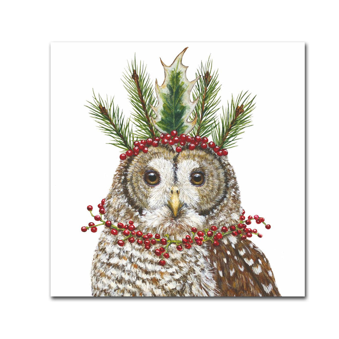 Candace The Christmas Owl Beverage Napkins by Vicki Sawyer