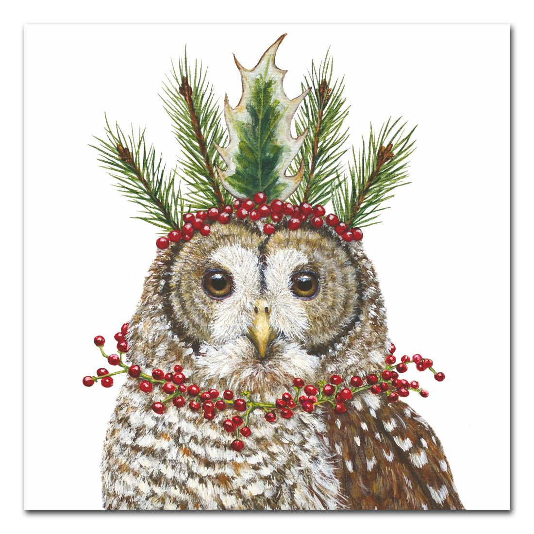 Candace The Christmas Owl Luncheon Napkins by Vicki Sawyer