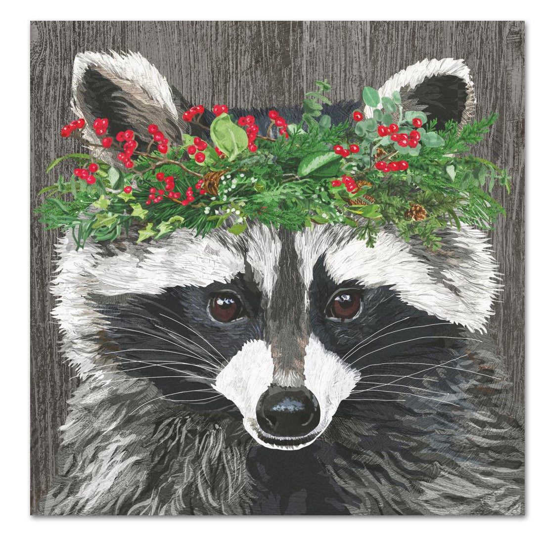 Winter Berry Raccoon Paper Luncheon Napkins