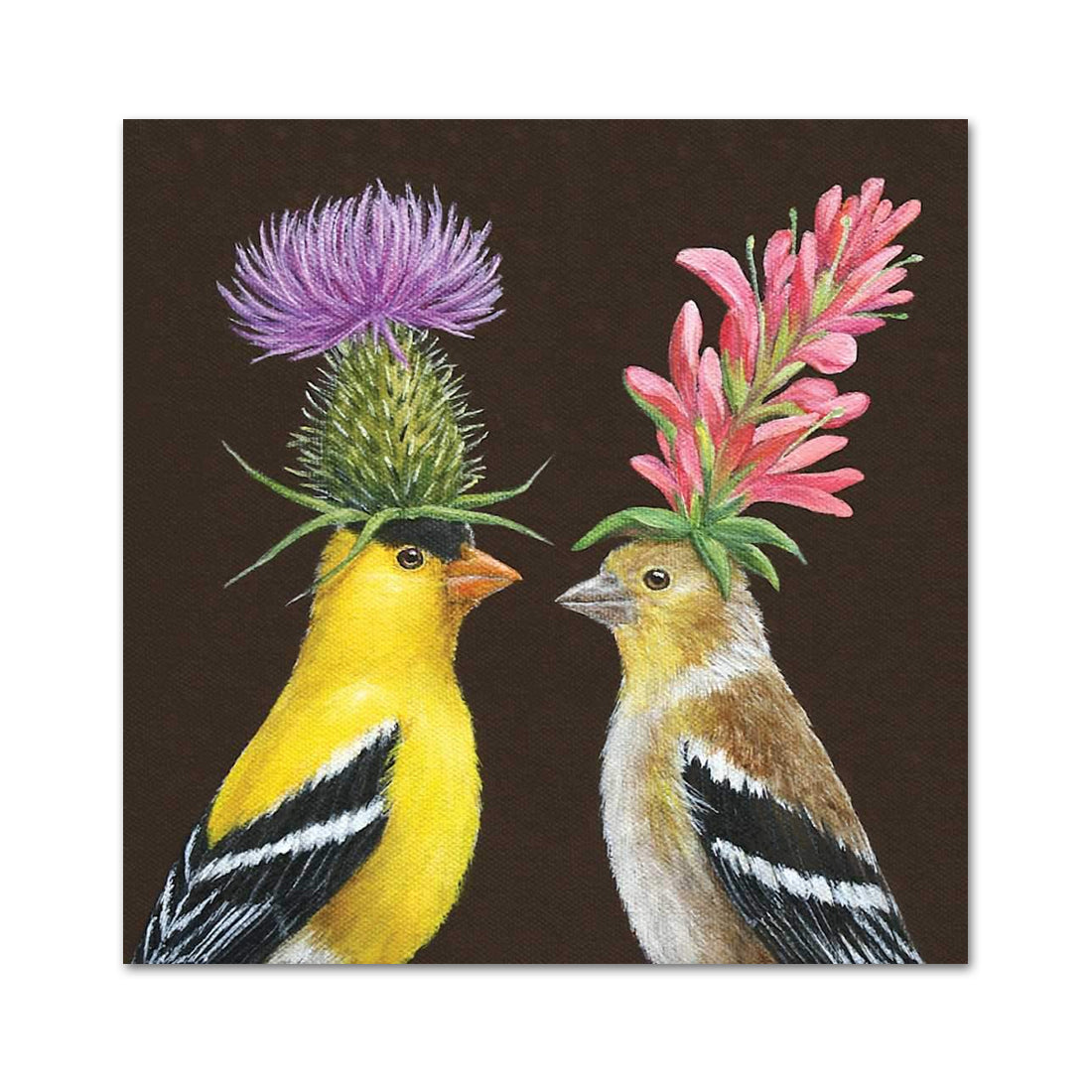 Goldfinch Couple Beverage Napkins by Vicki Sawyer