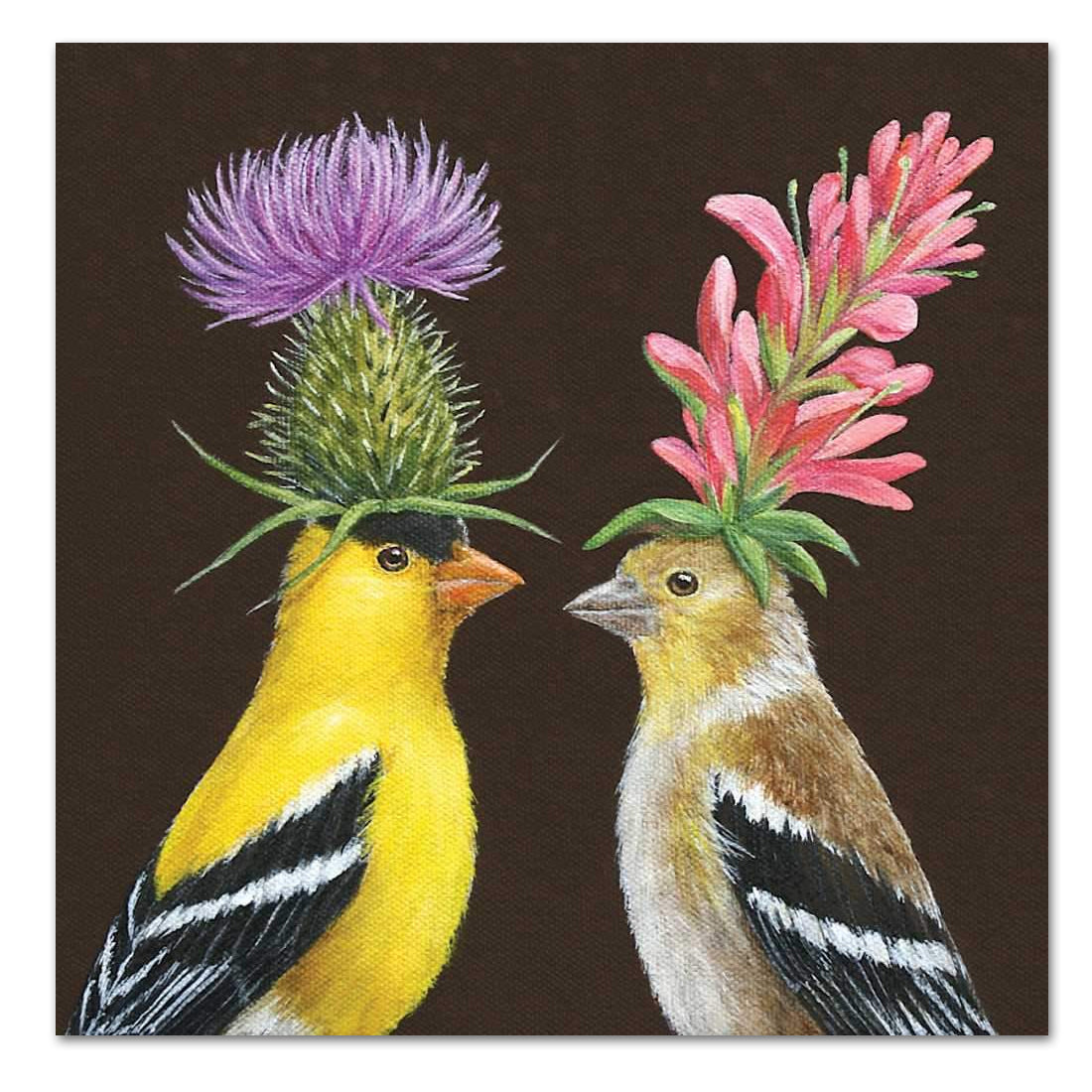 Goldfinch Couple Luncheon Napkins by Vicki Sawyer