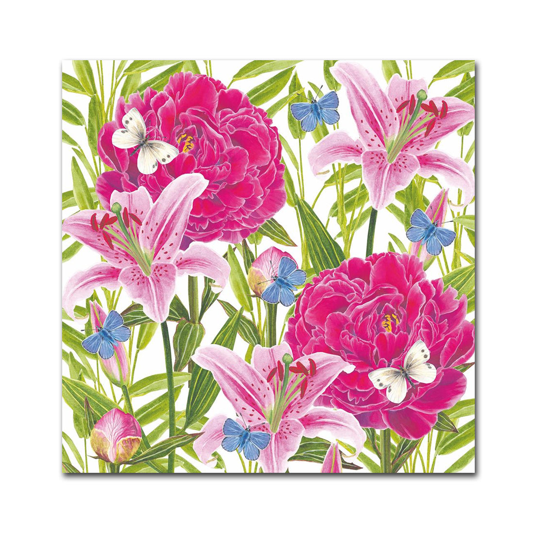 Peonies & Lilies Paper Beverage Napkins