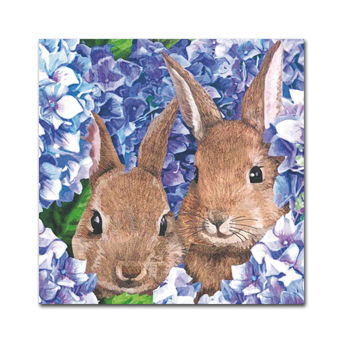Hydrangea Bunnies Paper Beverage Napkins