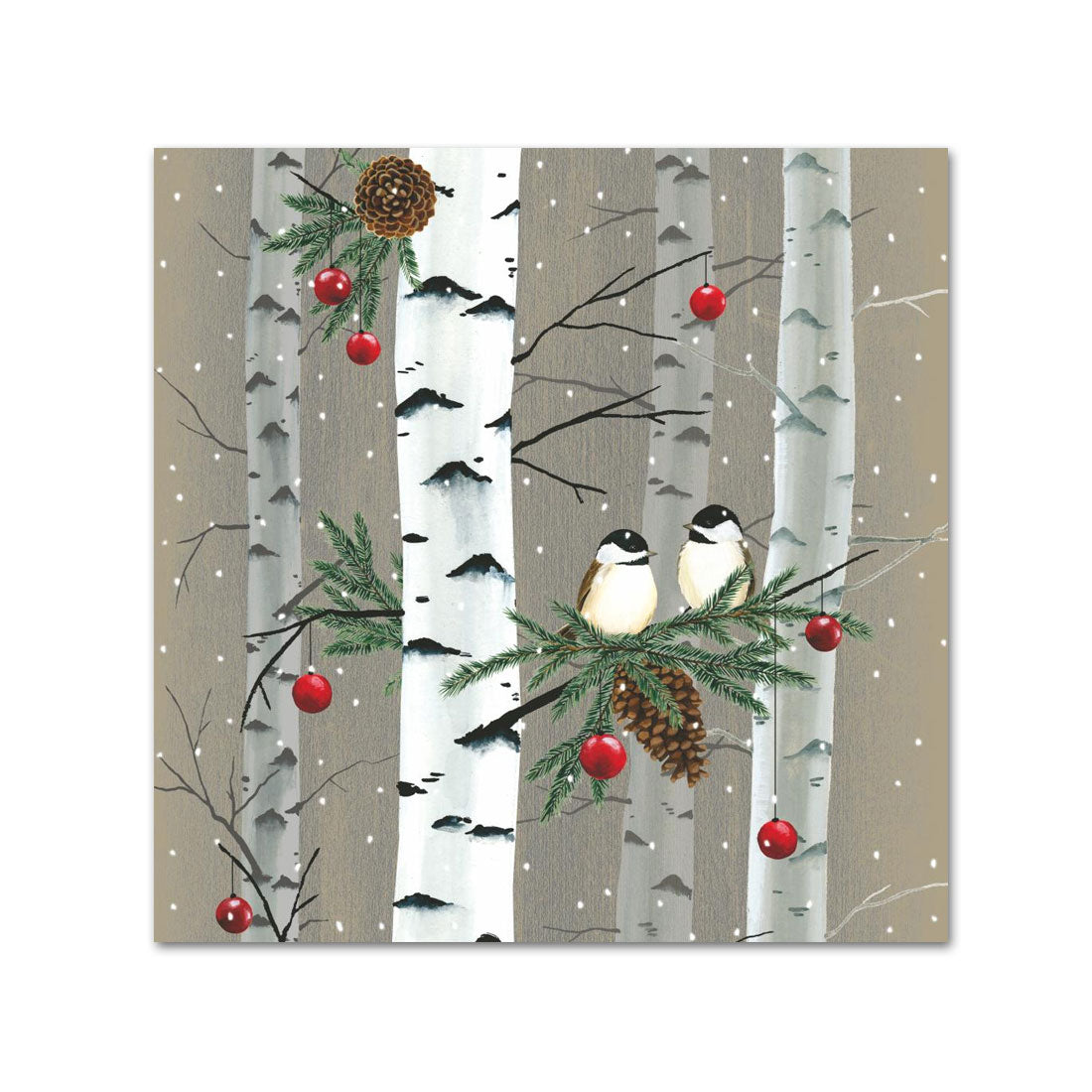 Birch & Birds Obsidian Holiday Paper Beverage Napkins