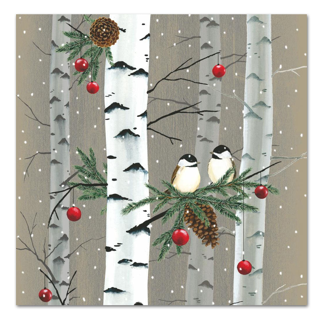 Birch & Birds Obsidian Holiday Paper Luncheon Napkins