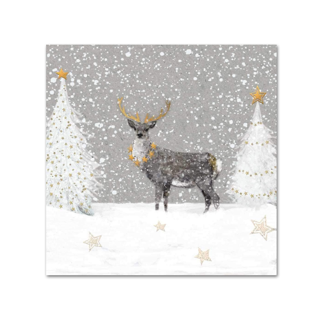 Winter Silence Stag Holiday Paper Beverage Napkins