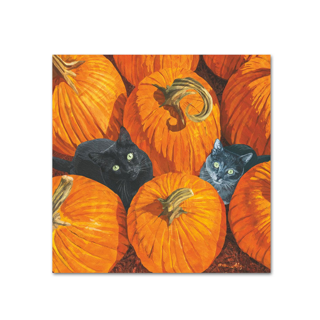 Pumpkin Patch Cats Paper Beverage Napkins