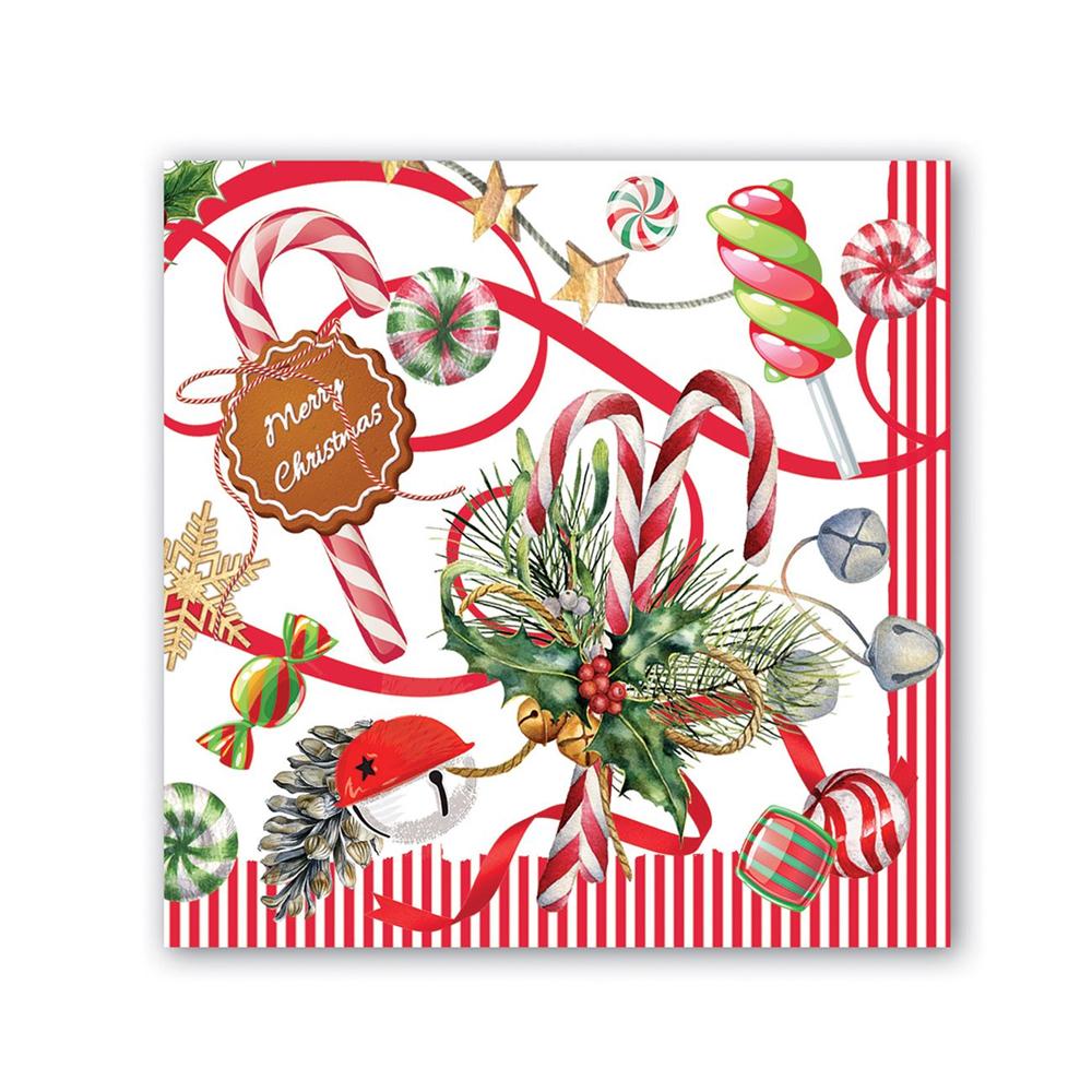 Christmas Peppermint Paper Beverage Napkins