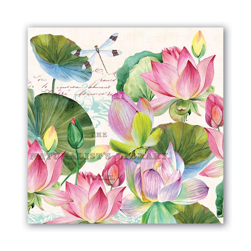 Water Lilies Paper Beverage Napkins