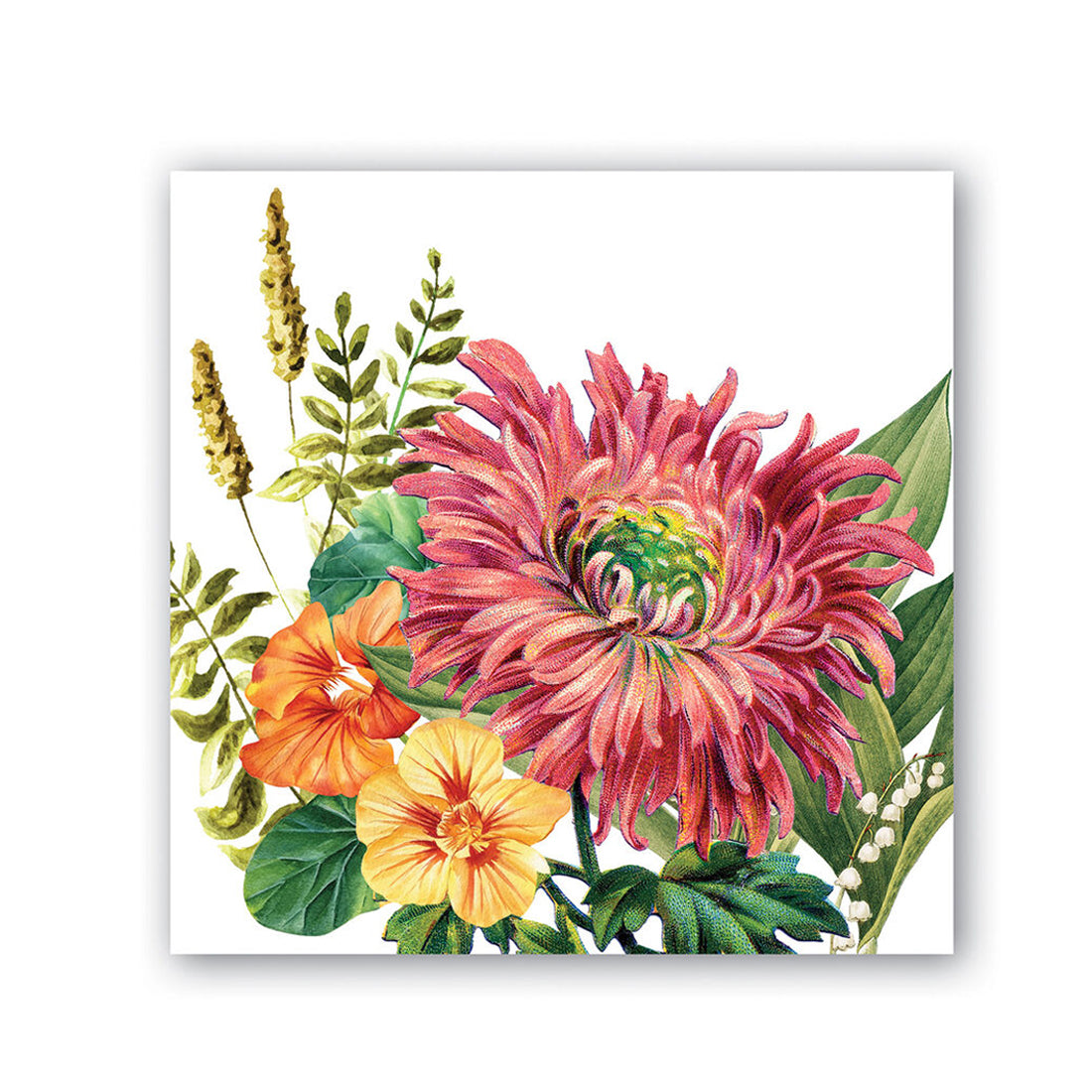 Summer Dahlias Floral Paper Beverage Napkins