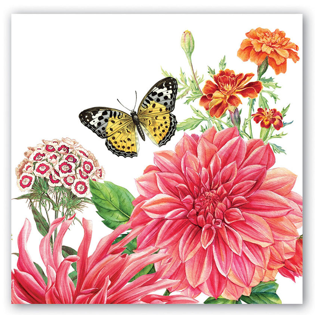 Summer Dahlias Floral Paper Luncheon Napkins