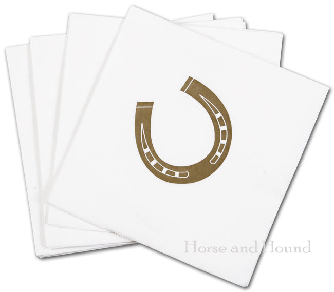 Gold Horseshoe Paper Beverage Napkins - Pkg 50