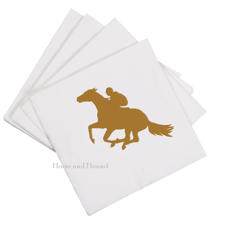 Gold Racehorse Paper Beverage Napkins - Pkg 50