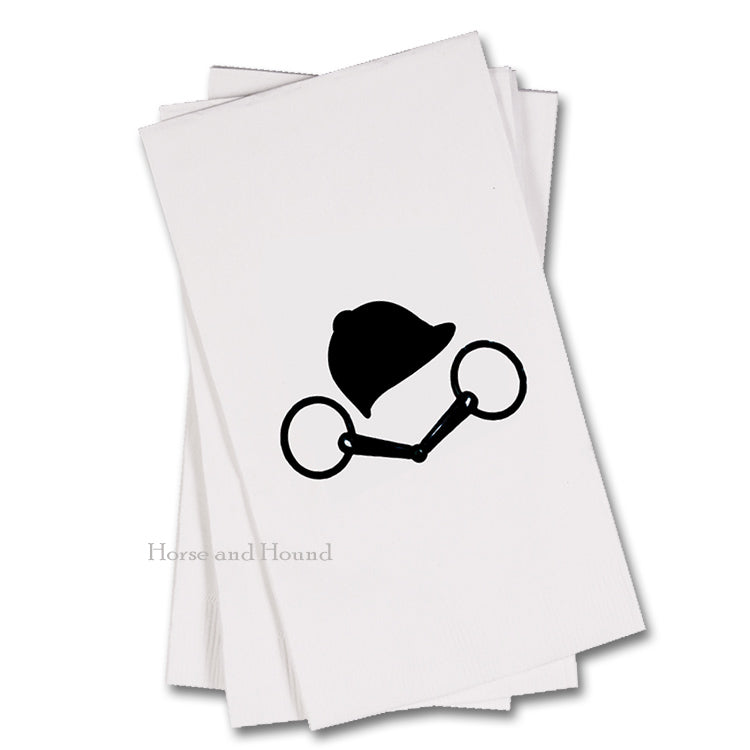 Black Bit and Helmet Equestrian Paper Guest Towels