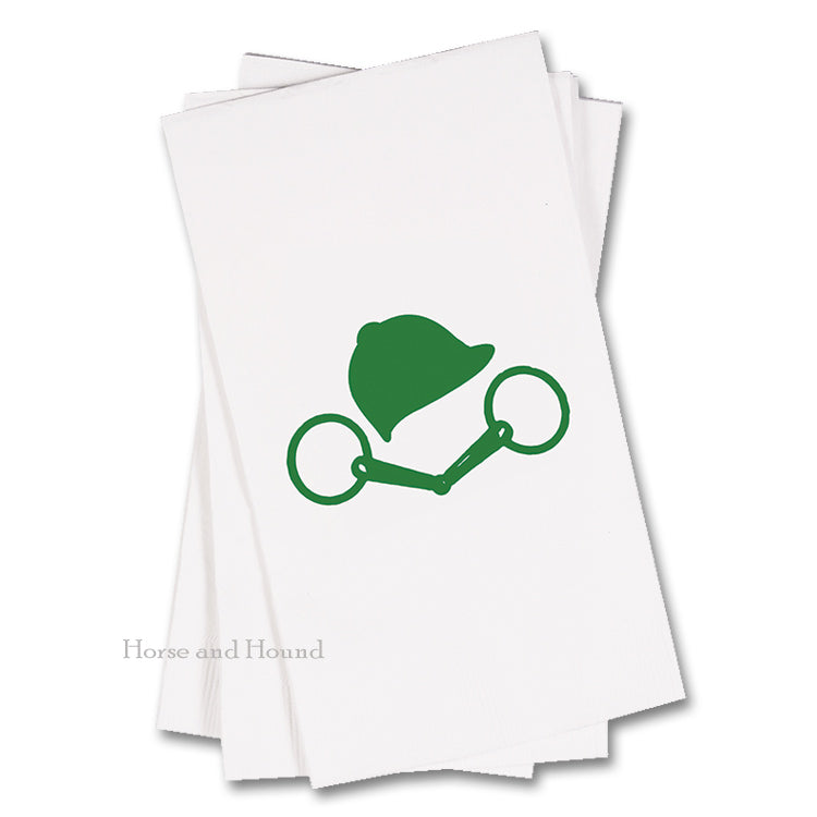 Green  Bit and Helmet Equestrian Paper Guest Towels