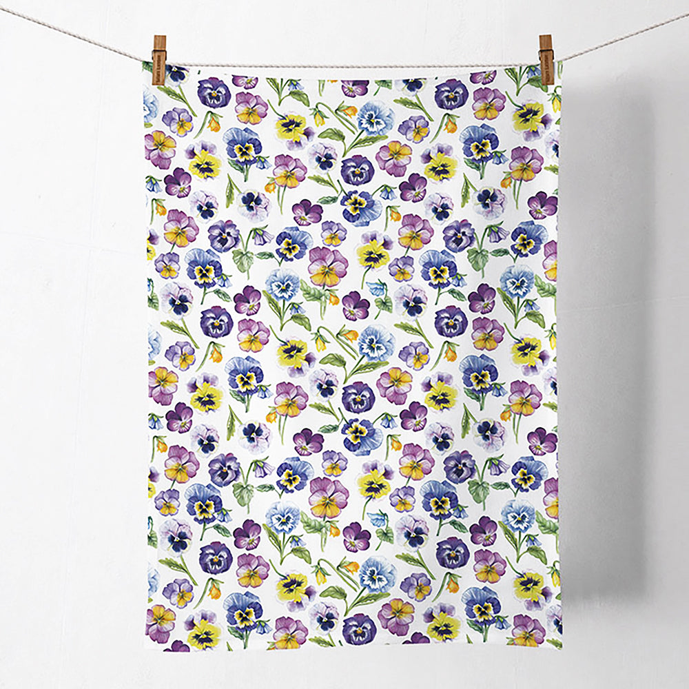 Pansies All Over Cotton Kitchen Towel