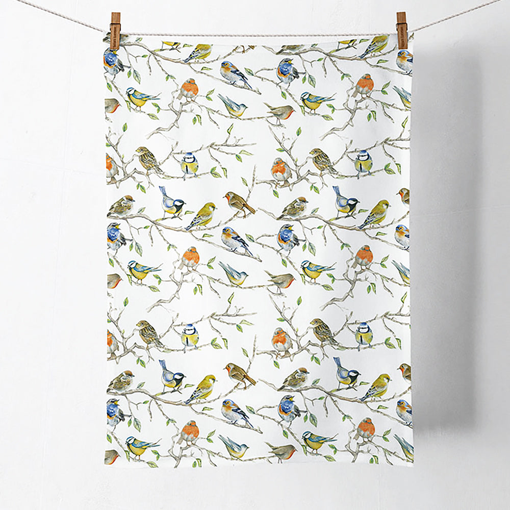 Song Bird Gathering Cotton Kitchen Towel