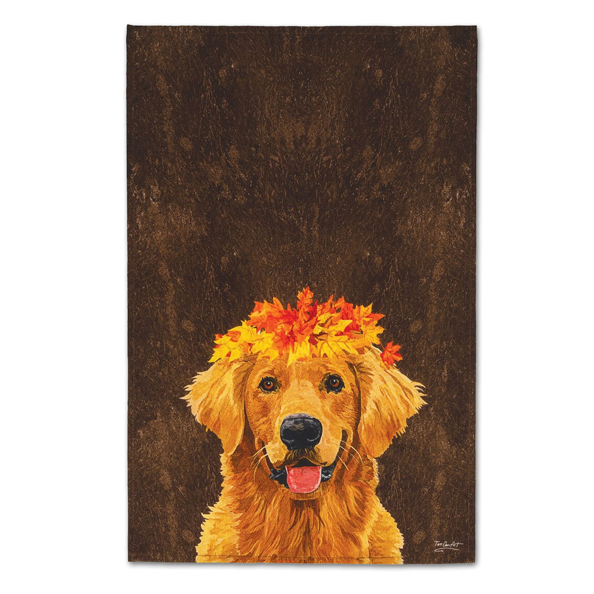 Golden Autumn Dog Kitchen Towel