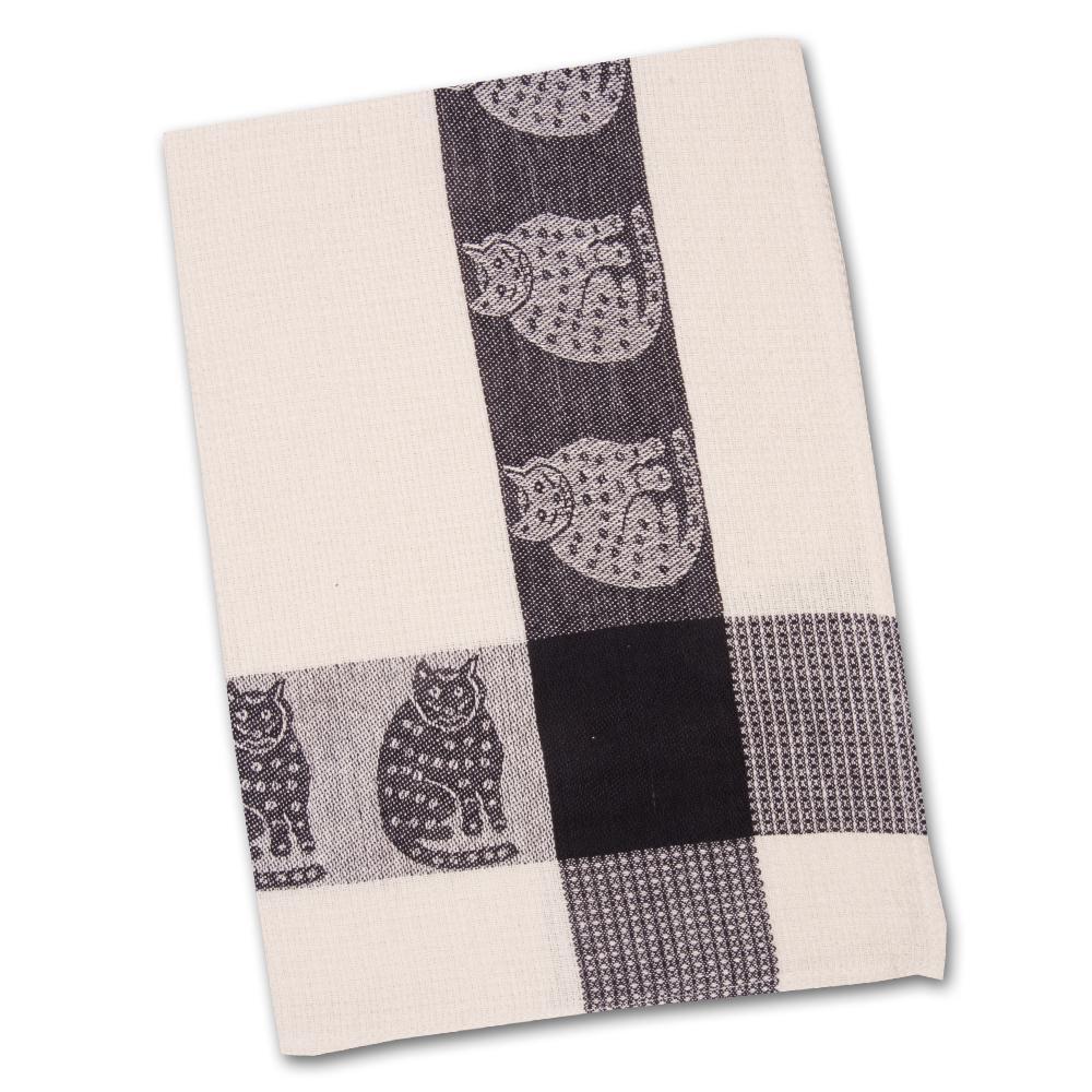 Black & White Cats Waffle Weave Kitchen Towel