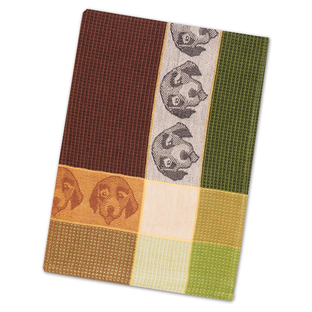 Puppy Face Black & Natural Waffle Weave Kitchen Towel