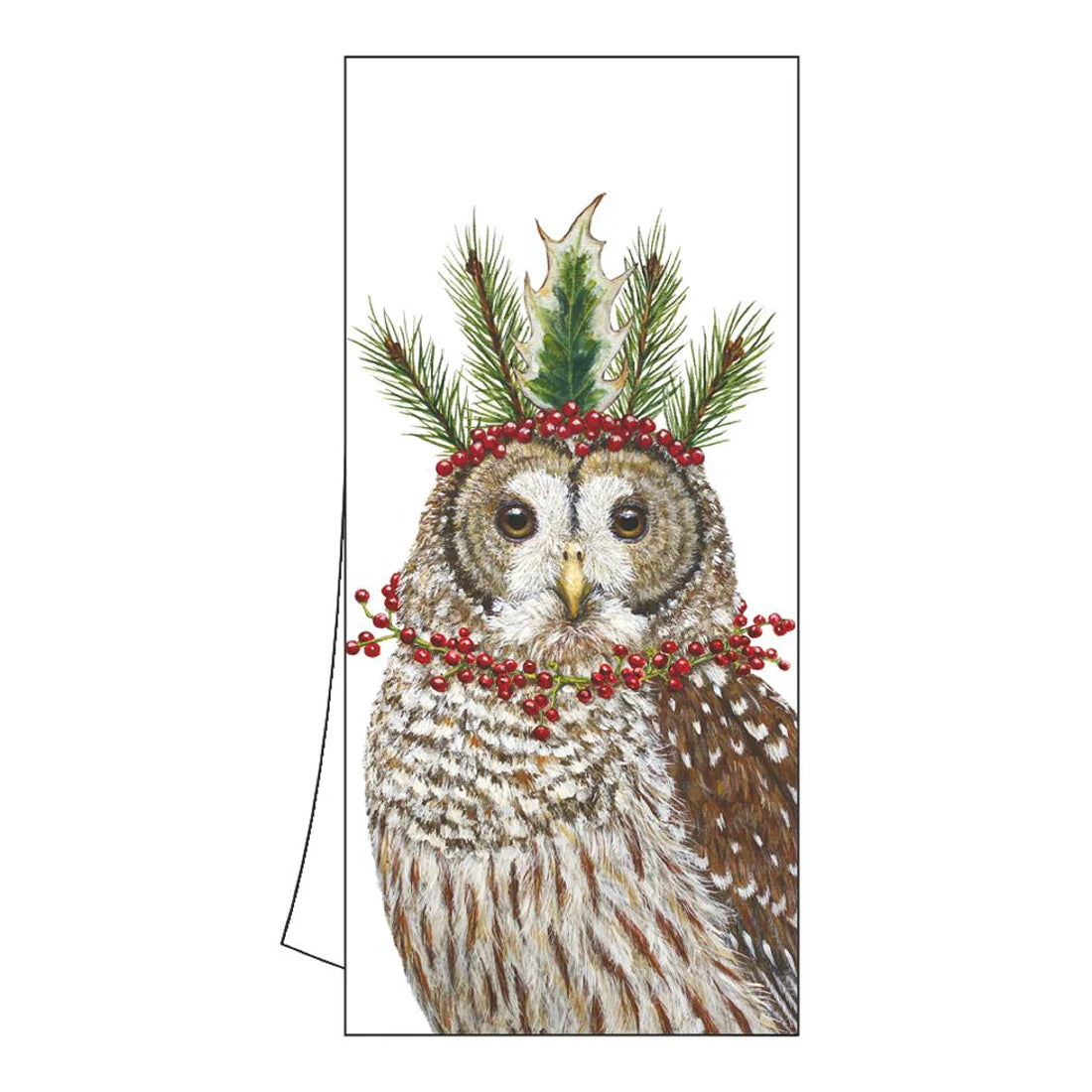 Candace The Christmas Owl Cotton Kitchen Towel