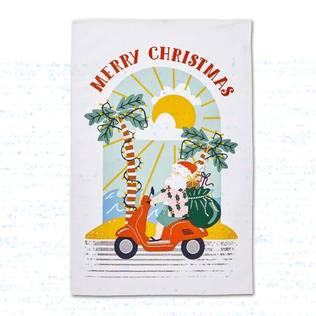 Sunny Santa Cotton Tea Towel