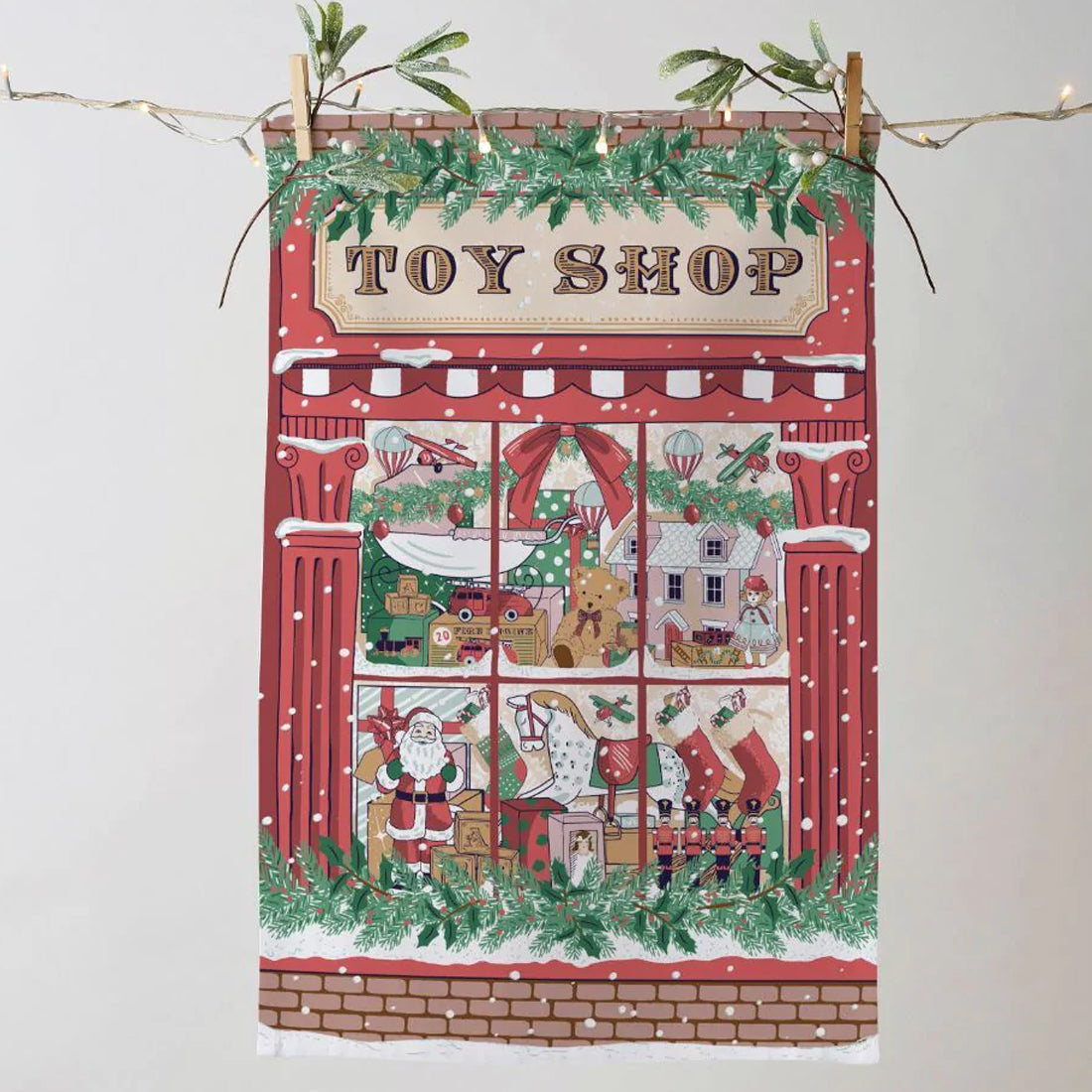 Christmas Toy Shop Cotton Tea Towel
