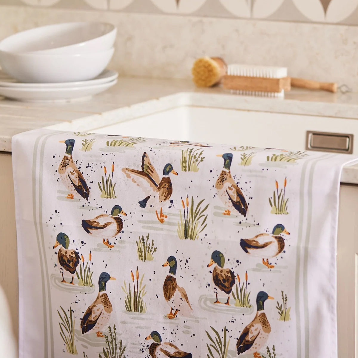 Farmhouse Ducks Cotton Tea Towel