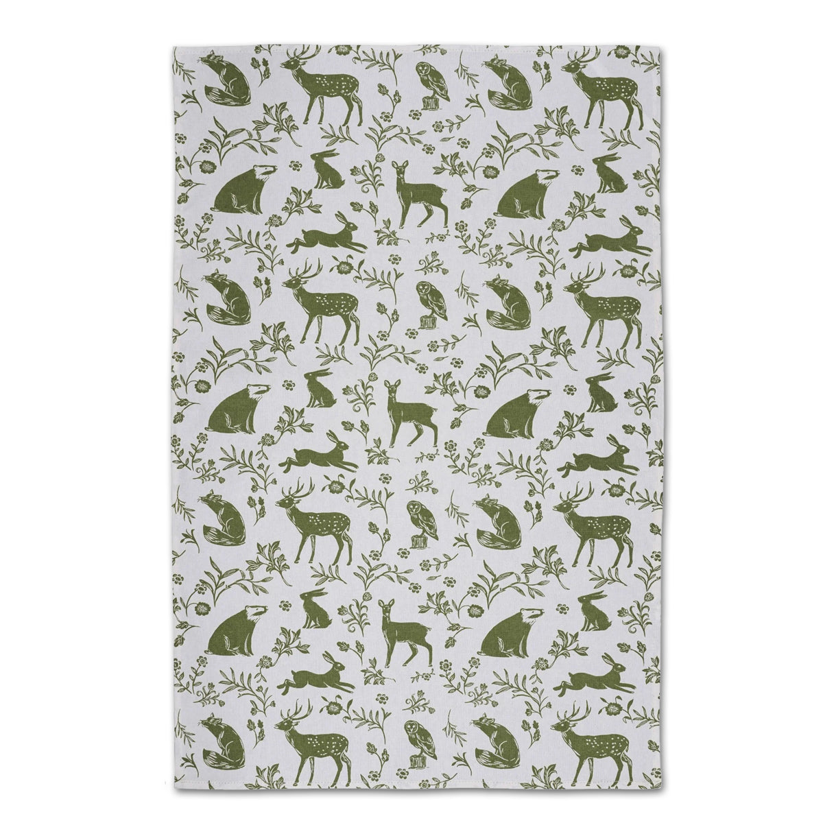 Forest Wildlife Sage Cotton Tea Towels - Set of 2