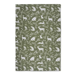 Forest Wildlife Sage Cotton Tea Towels - Set of 2