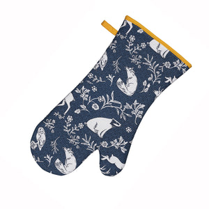 Forest Wildlife Navy Cotton Oven Mitt